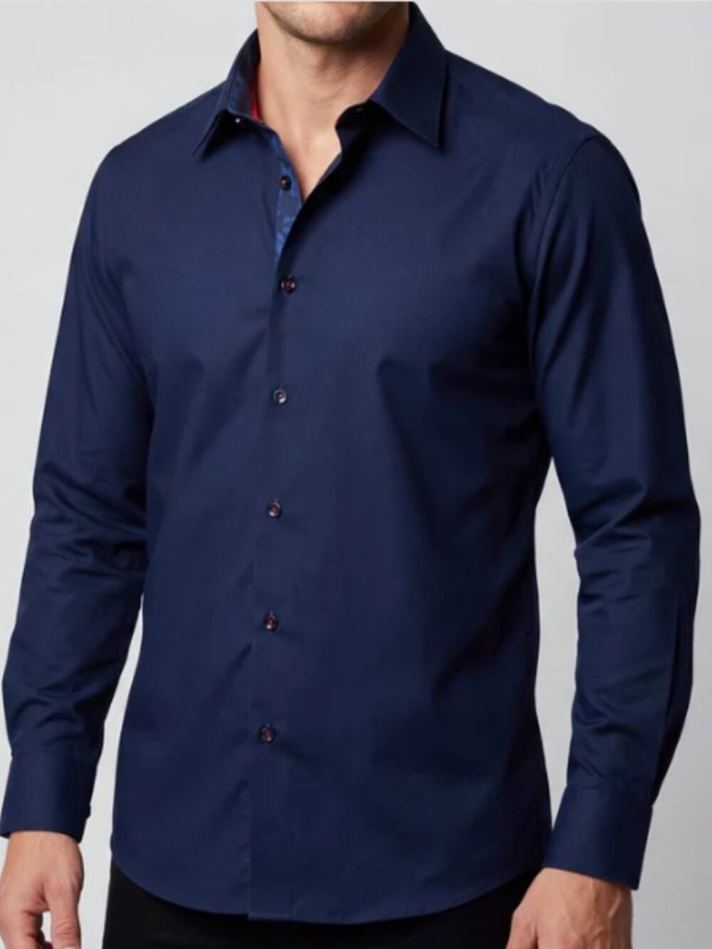 Levinas Contemporary Fit Contrast Cotton Button Up Dress Shirt Blue 2XL
